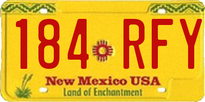 NM license plate 184RFY