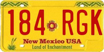 NM license plate 184RGK