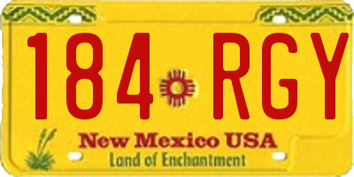 NM license plate 184RGY