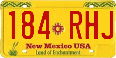 NM license plate 184RHJ