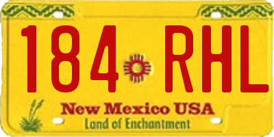 NM license plate 184RHL