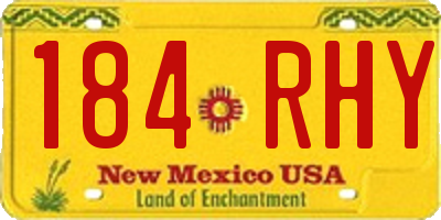 NM license plate 184RHY