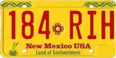 NM license plate 184RIH