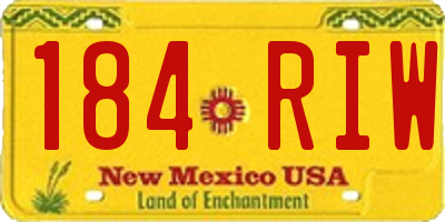 NM license plate 184RIW