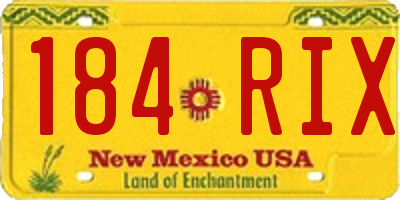 NM license plate 184RIX