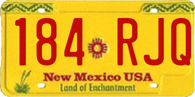 NM license plate 184RJQ