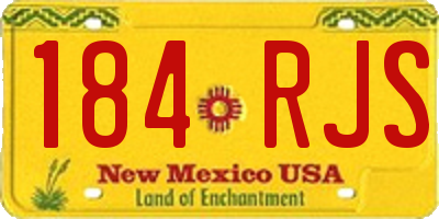 NM license plate 184RJS