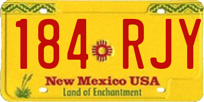 NM license plate 184RJY