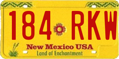 NM license plate 184RKW