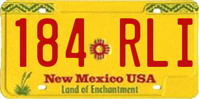 NM license plate 184RLI