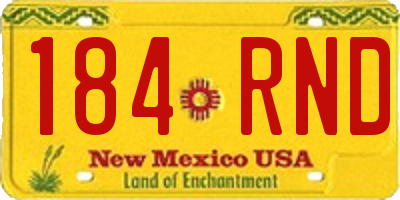 NM license plate 184RND