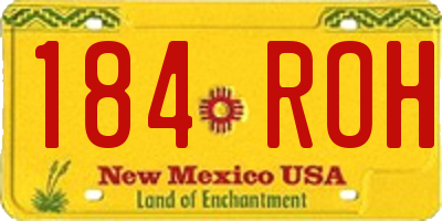 NM license plate 184ROH