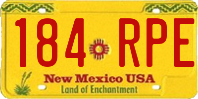 NM license plate 184RPE