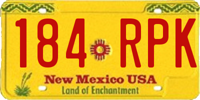 NM license plate 184RPK