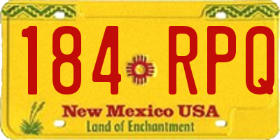 NM license plate 184RPQ