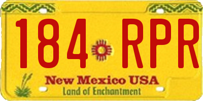 NM license plate 184RPR