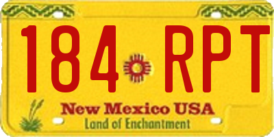 NM license plate 184RPT