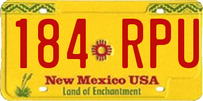 NM license plate 184RPU