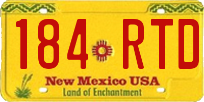 NM license plate 184RTD