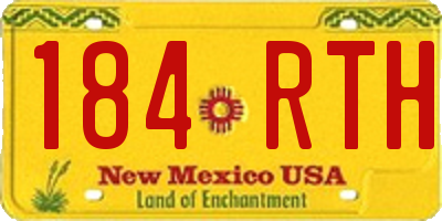 NM license plate 184RTH