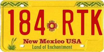 NM license plate 184RTK
