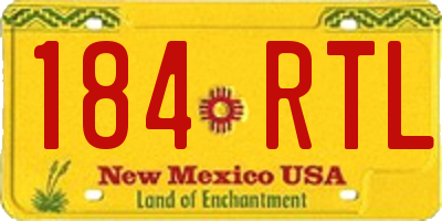 NM license plate 184RTL