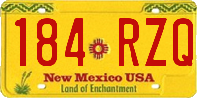 NM license plate 184RZQ