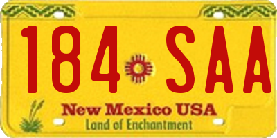NM license plate 184SAA