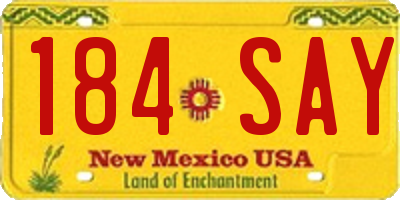 NM license plate 184SAY