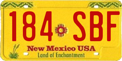 NM license plate 184SBF