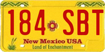 NM license plate 184SBT
