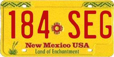 NM license plate 184SEG