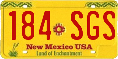 NM license plate 184SGS
