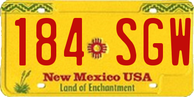 NM license plate 184SGW