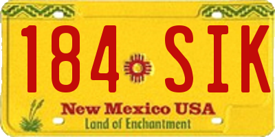NM license plate 184SIK