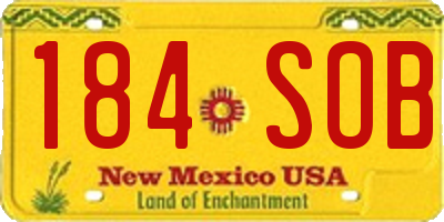 NM license plate 184SOB