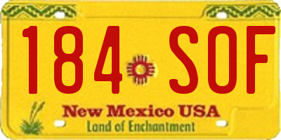 NM license plate 184SOF