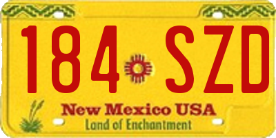 NM license plate 184SZD