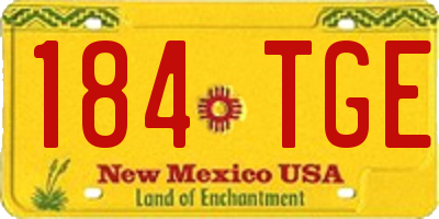 NM license plate 184TGE