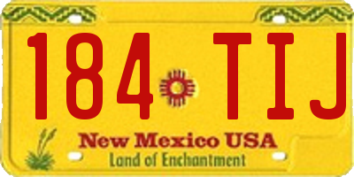NM license plate 184TIJ