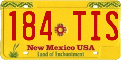 NM license plate 184TIS