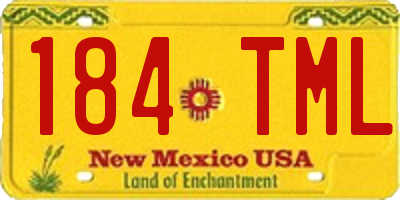 NM license plate 184TML