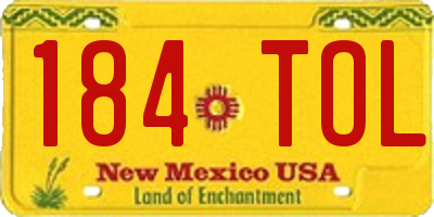 NM license plate 184TOL