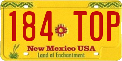 NM license plate 184TOP