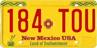 NM license plate 184TOU