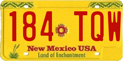 NM license plate 184TQW