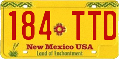 NM license plate 184TTD