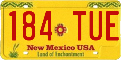 NM license plate 184TUE