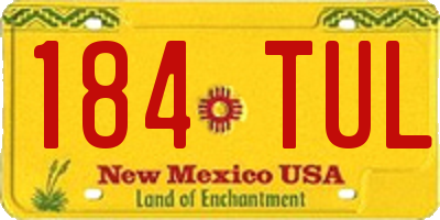 NM license plate 184TUL