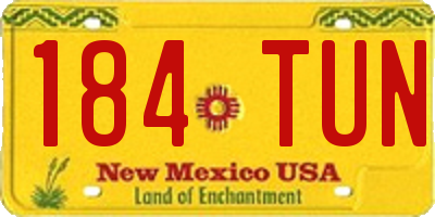 NM license plate 184TUN